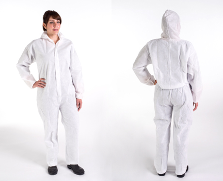 Tennier - White 50G SMS Polypropylene Hooded Coverall - Large