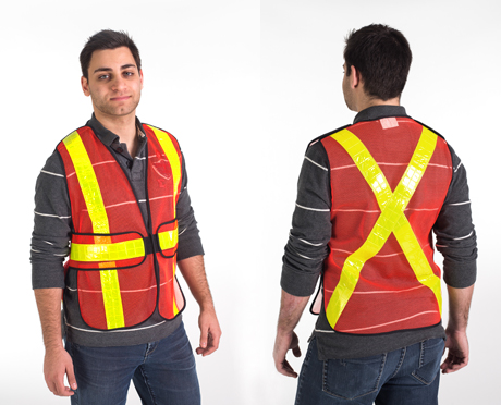 Tennier - Orange Polyester Mesh 5-Point Traffic Vest