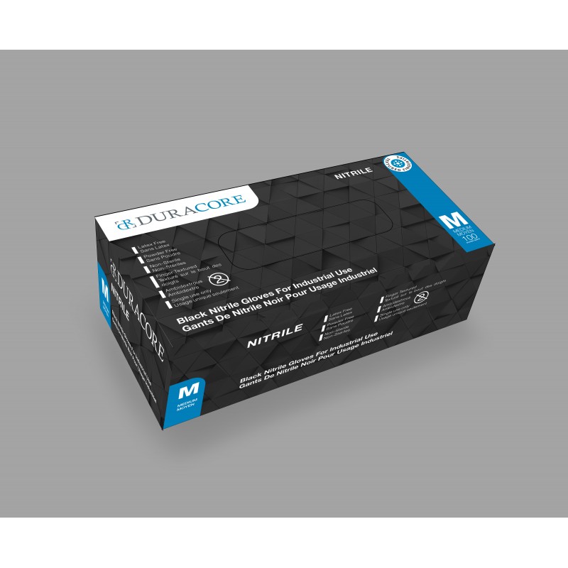 Tennier - Featured Product - Black 6.0 mil Industrial Nitrile Gloves - Medium