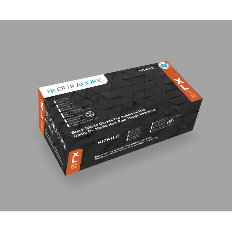 Tennier - Featured Product - Black 6.0 mil Industrial Nitrile Gloves - X Large