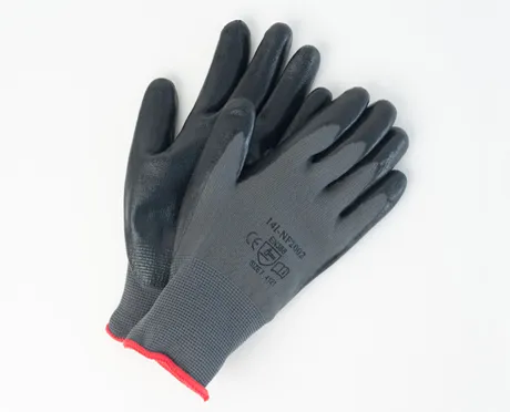 Tennier - Black Foam Nitrile on Nylon Liner, Palm-Coated Gloves Sz 6 (Small)