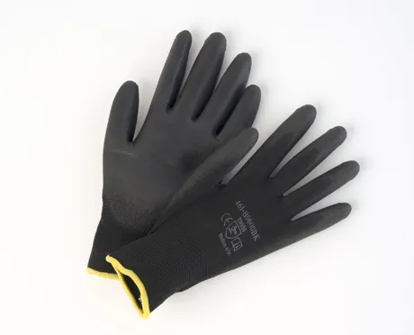 Tennier - Black Palm-Coated Polyurethane on Black Nylon Liner Gloves - X Large