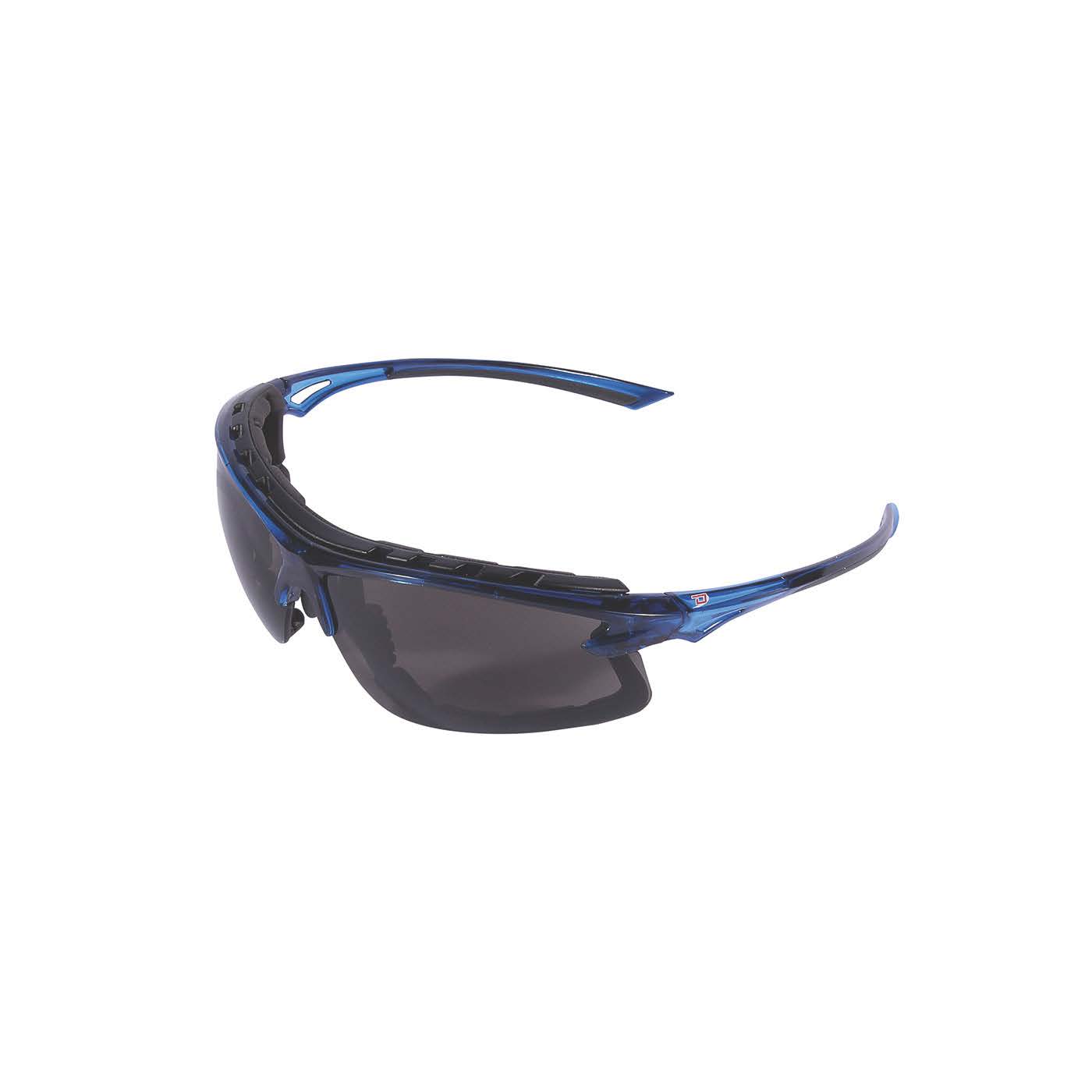 Tennier - Opti-Seal™ Semi-Rimless Safety Glasses with Blue Temple and Smoke Lens