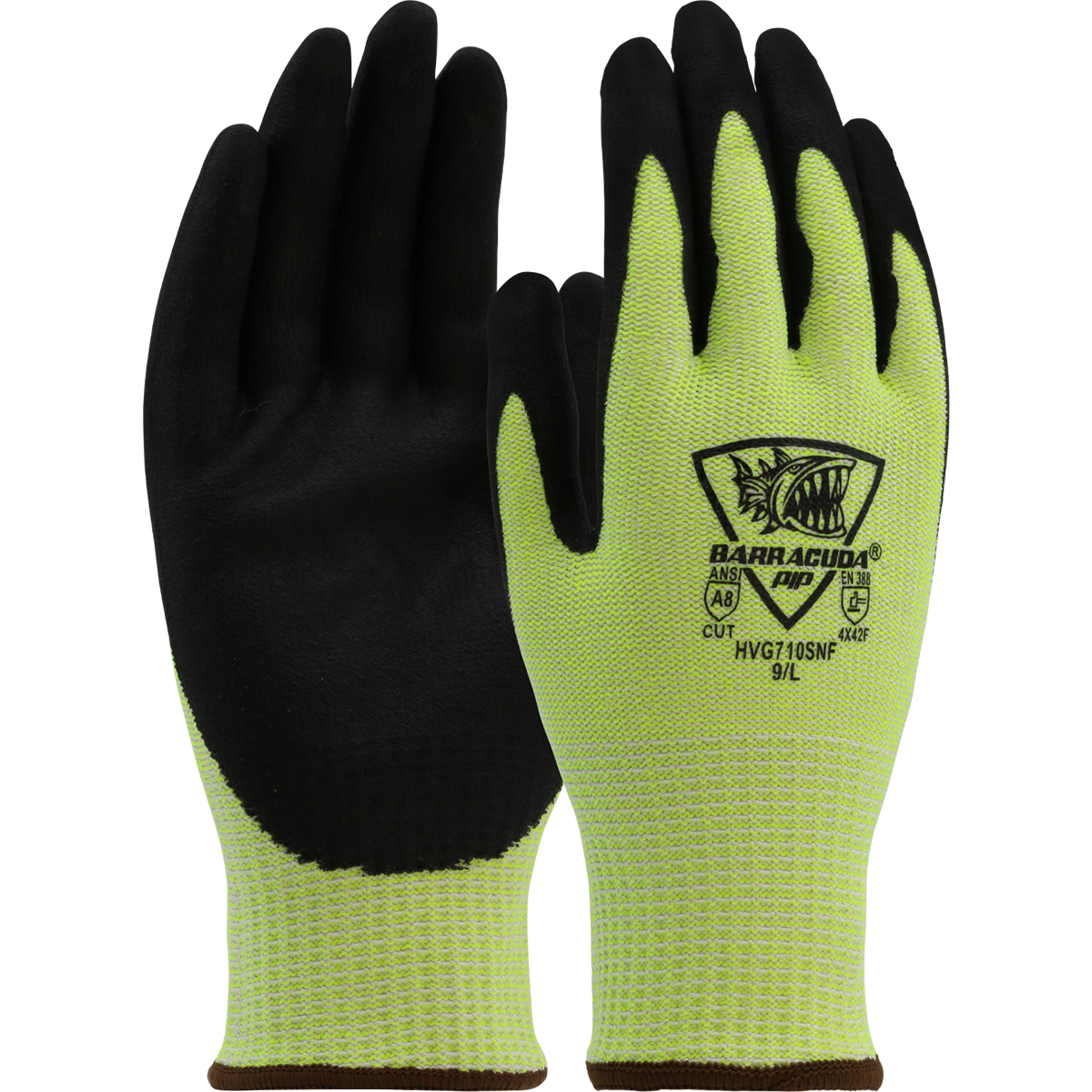 Tennier - Barracuda® Cut Force™ Hi-Vis Blended Glove with Nitrile Foam Grip on Palm & Fingers - Ansi Cut Level 8 - 2XLarge