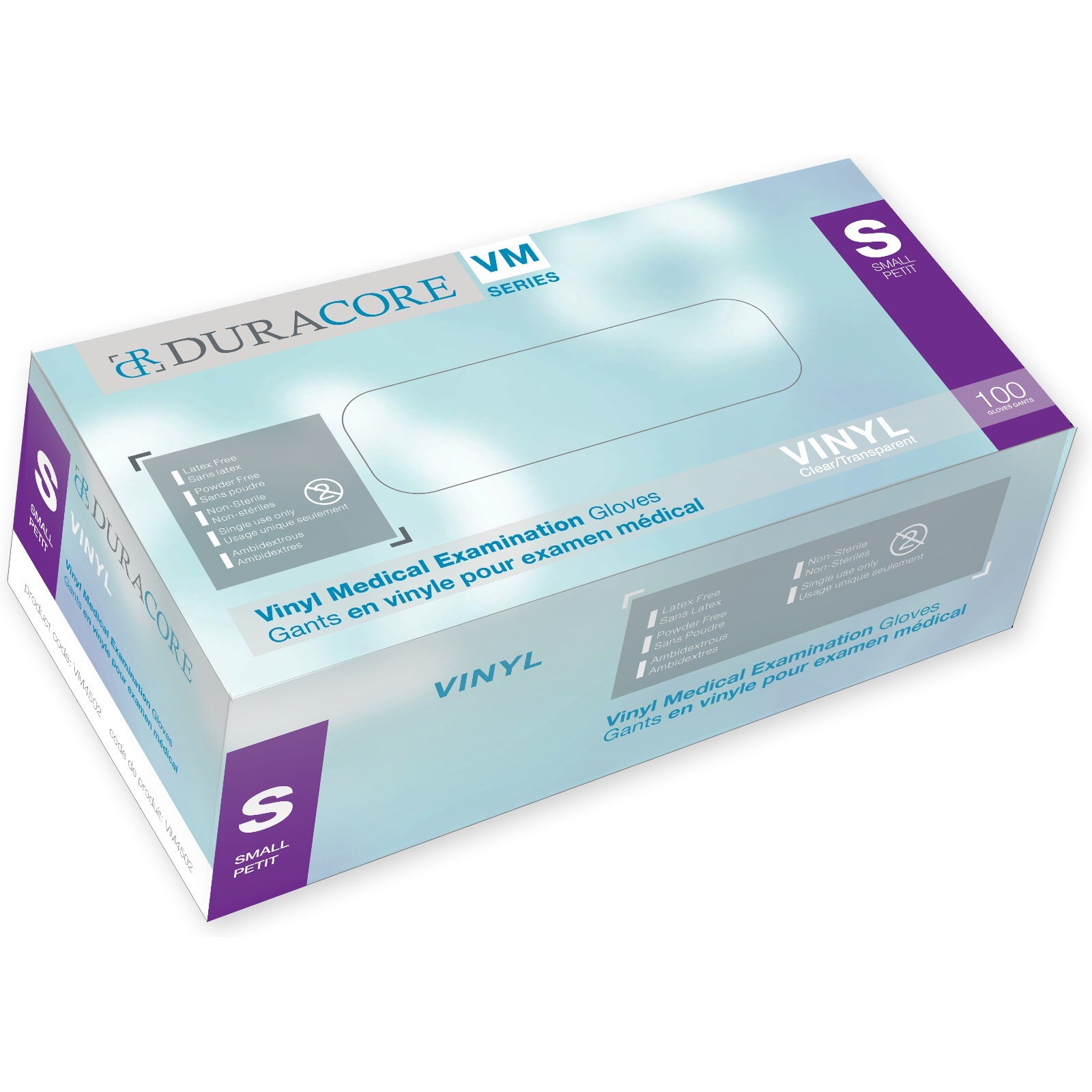 Tennier - Duracore Clear 3.5 mil Vinyl Medical Grade Disposable Gloves VM - Small
