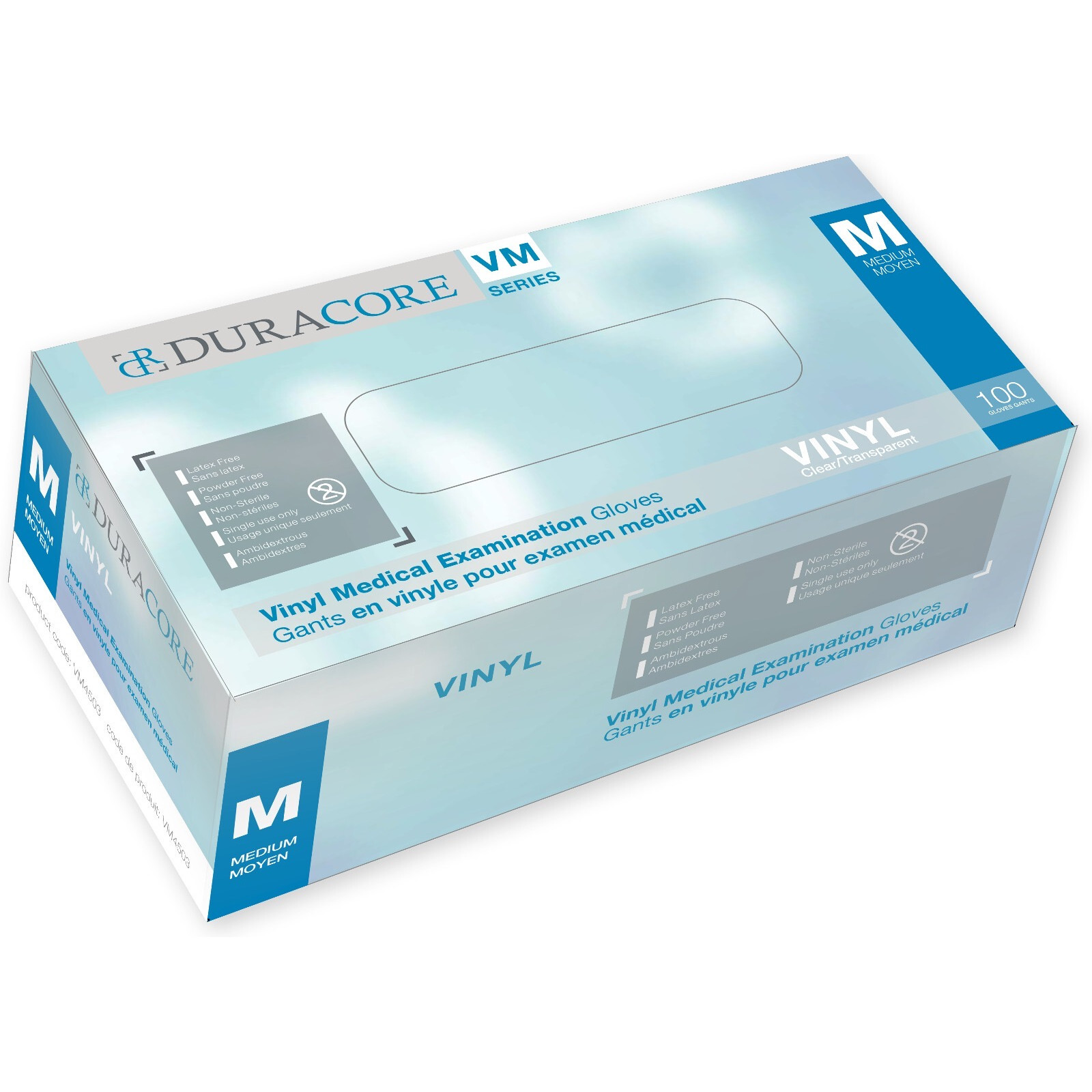 Tennier - Duracore Clear 3.5 mil Vinyl Medical Grade Disposable Gloves VM - Medium