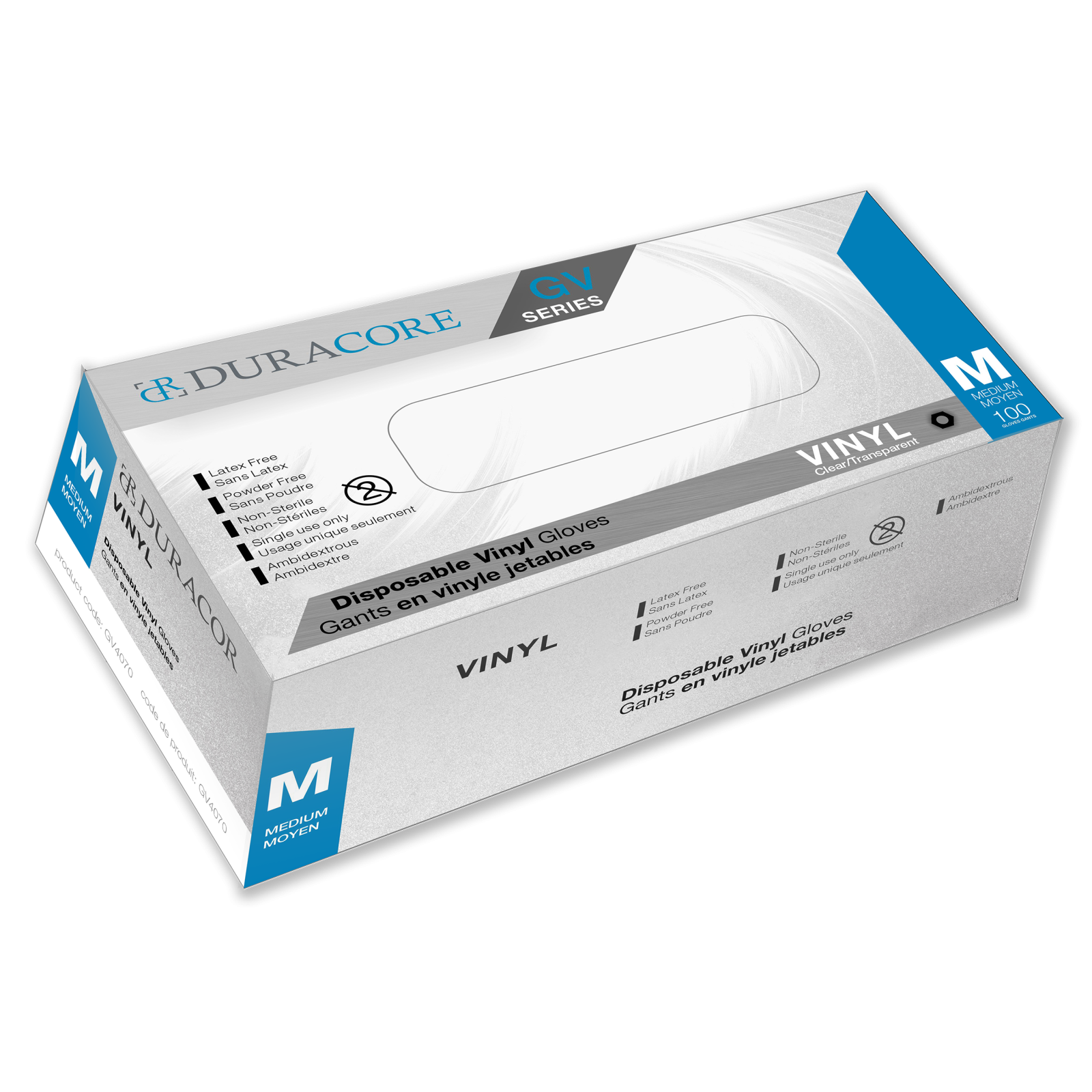 Tennier - Duracore Clear 3.0 mil Vinyl Industrial Disposable Gloves GV- Medium (100/Box) (10 Boxes/Case)