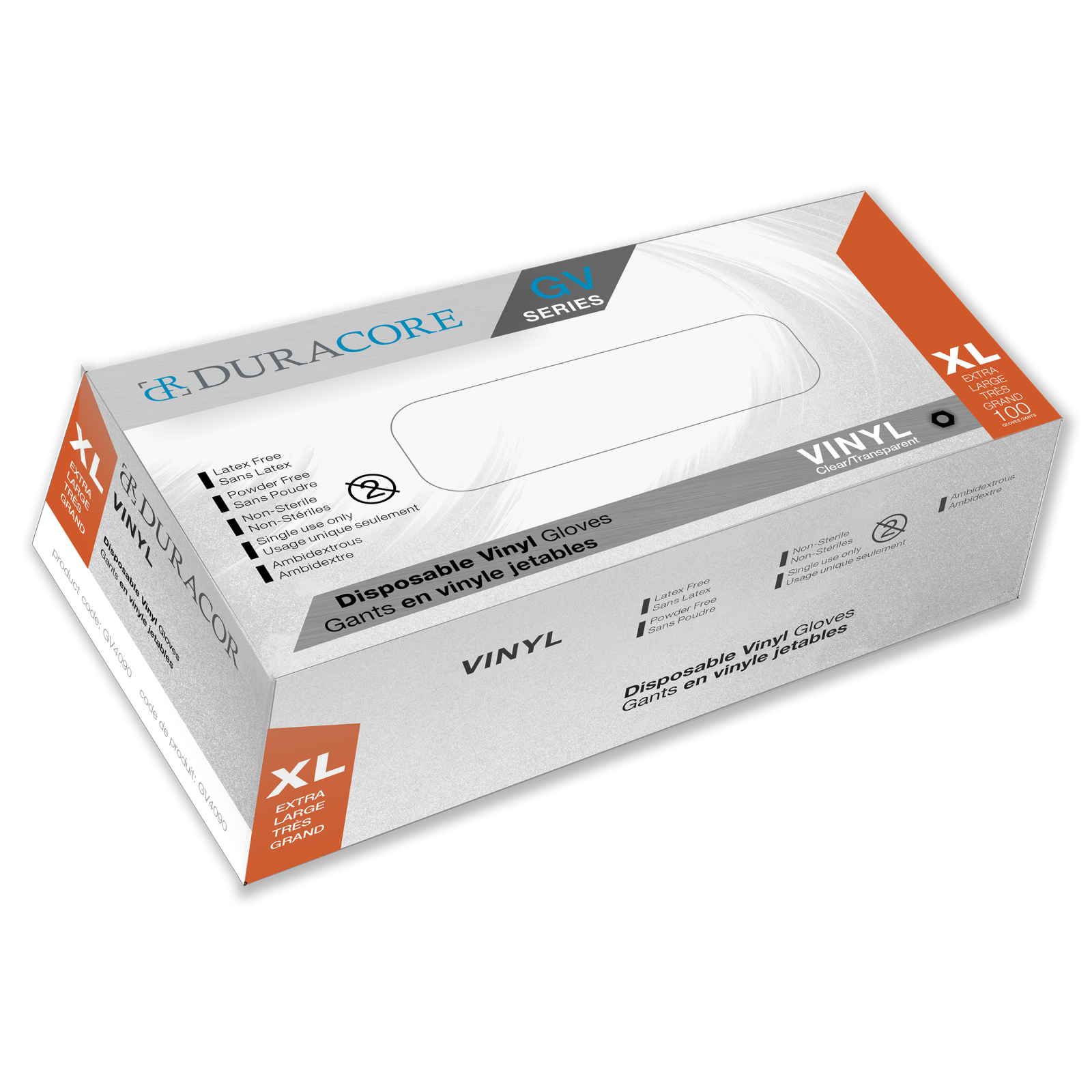 Tennier - Duracore Clear 3.0 mil Vinyl Industrial Disposable Gloves GV - X-Large (100/Box) (10 Boxes/Case)