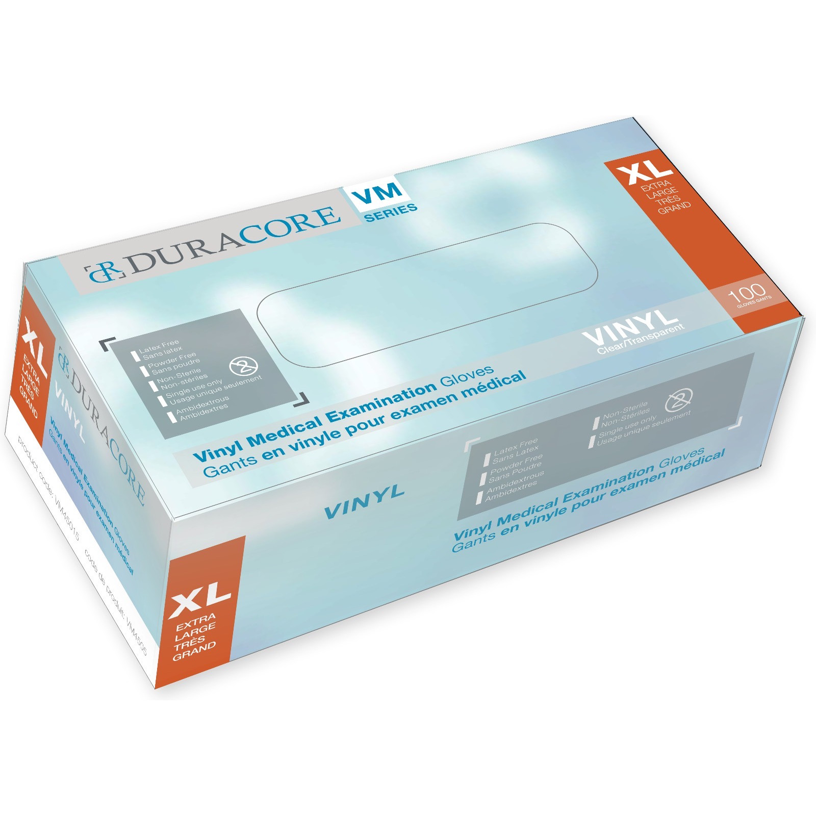 Tennier - Duracore Clear 3.5 mil Vinyl Medical Grade Disposable Gloves VM - X-Large