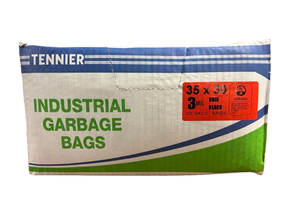 Tennier - 35 x 50 Black 3 Mil. Bags (50 bags/Case)